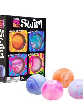 🆕- NeeDoh Teenie Swirl, Satisfying Sensory Toy, (4 Pack Multi Colors)